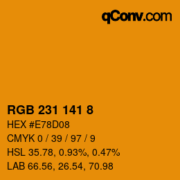 カラーコード: RGB 231 141 8 | qconv.com