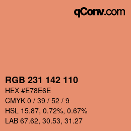 カラーコード: RGB 231 142 110 | qconv.com