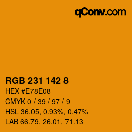 カラーコード: RGB 231 142 8 | qconv.com