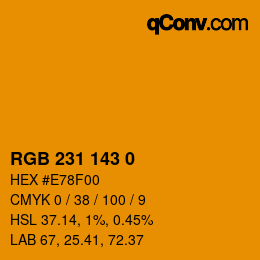 Color code: RGB 231 143 0 | qconv.com