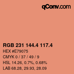 カラーコード: RGB 231 144.4 117.4 | qconv.com