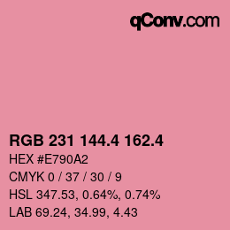 カラーコード: RGB 231 144.4 162.4 | qconv.com