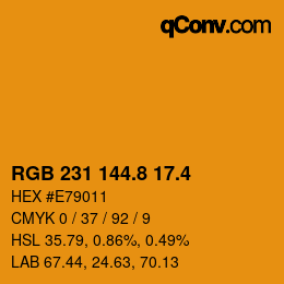 カラーコード: RGB 231 144.8 17.4 | qconv.com