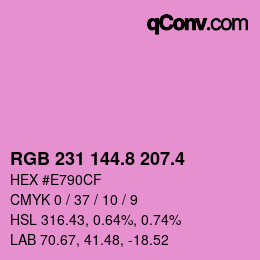 カラーコード: RGB 231 144.8 207.4 | qconv.com