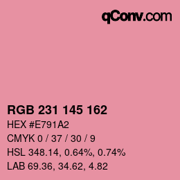 Color code: RGB 231 145 162 | qconv.com