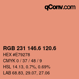 カラーコード: RGB 231 146.6 120.6 | qconv.com