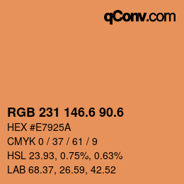 カラーコード: RGB 231 146.6 90.6 | qconv.com
