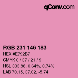 Farbcode: RGB 231 146 183 | qconv.com