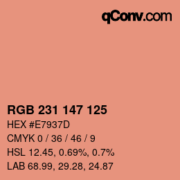 カラーコード: RGB 231 147 125 | qconv.com