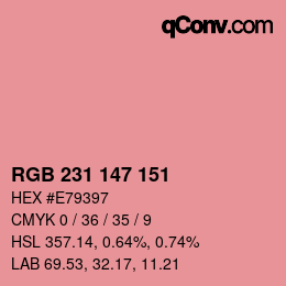 Color code: RGB 231 147 151 | qconv.com
