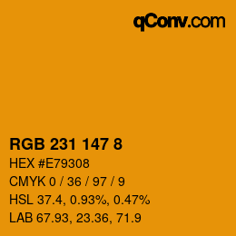 カラーコード: RGB 231 147 8 | qconv.com