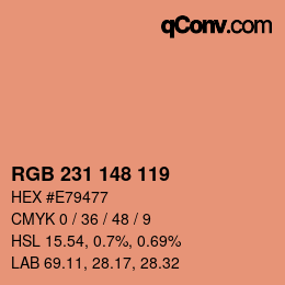 颜色代码: RGB 231 148 119 | qconv.com
