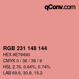 Color code: RGB 231 148 144 | qconv.com