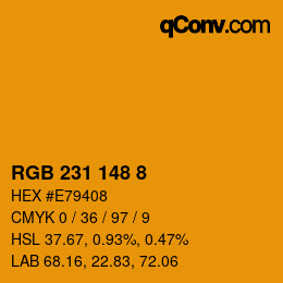 カラーコード: RGB 231 148 8 | qconv.com