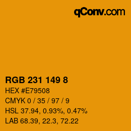 Color code: RGB 231 149 8 | qconv.com