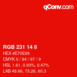 Color code: RGB 231 14 8 | qconv.com
