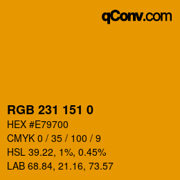 Color code: RGB 231 151 0 | qconv.com