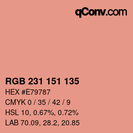 Color code: RGB 231 151 135 | qconv.com