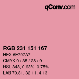 Color code: RGB 231 151 167 | qconv.com