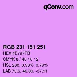 Color code: RGB 231 151 251 | qconv.com