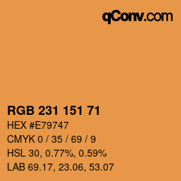 Color code: RGB 231 151 71 | qconv.com