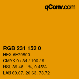 Color code: RGB 231 152 0 | qconv.com