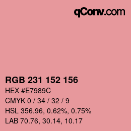 Color code: RGB 231 152 156 | qconv.com