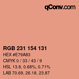 カラーコード: RGB 231 154 131 | qconv.com