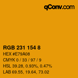 Color code: RGB 231 154 8 | qconv.com