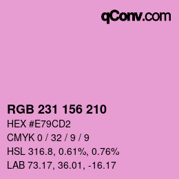 Farbcode: RGB 231 156 210 | qconv.com