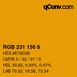 Farbcode: RGB 231 156 8 | qconv.com