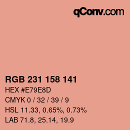 カラーコード: RGB 231 158 141 | qconv.com