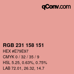 颜色代码: RGB 231 158 151 | qconv.com