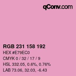 颜色代码: RGB 231 158 192 | qconv.com