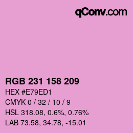 颜色代码: RGB 231 158 209 | qconv.com