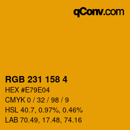 颜色代码: RGB 231 158 4 | qconv.com