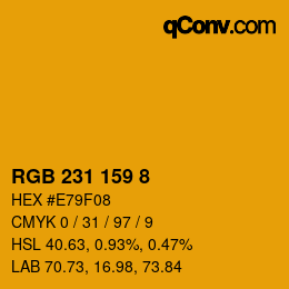 カラーコード: RGB 231 159 8 | qconv.com
