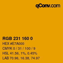 Código de color: RGB 231 160 0 | qconv.com