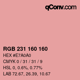 カラーコード: RGB 231 160 160 | qconv.com