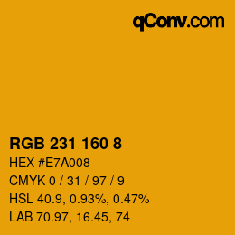 カラーコード: RGB 231 160 8 | qconv.com