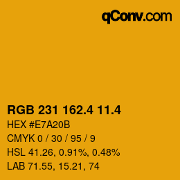 カラーコード: RGB 231 162.4 11.4 | qconv.com
