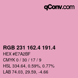 カラーコード: RGB 231 162.4 191.4 | qconv.com