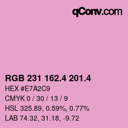 カラーコード: RGB 231 162.4 201.4 | qconv.com