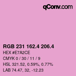 カラーコード: RGB 231 162.4 206.4 | qconv.com