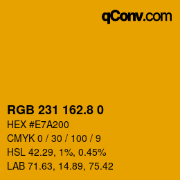 カラーコード: RGB 231 162.8 0 | qconv.com