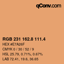 カラーコード: RGB 231 162.8 111.4 | qconv.com