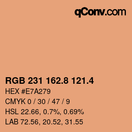 カラーコード: RGB 231 162.8 121.4 | qconv.com