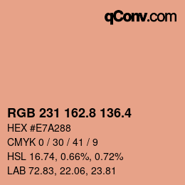 カラーコード: RGB 231 162.8 136.4 | qconv.com