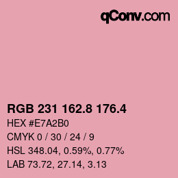 カラーコード: RGB 231 162.8 176.4 | qconv.com