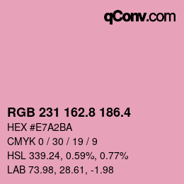 カラーコード: RGB 231 162.8 186.4 | qconv.com